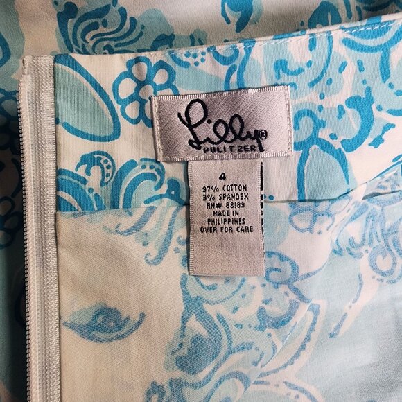Lilly Pulitzer Size 4 Lenore Skort White Blue Golden Lion Print Stretch - Picture 6 of 8